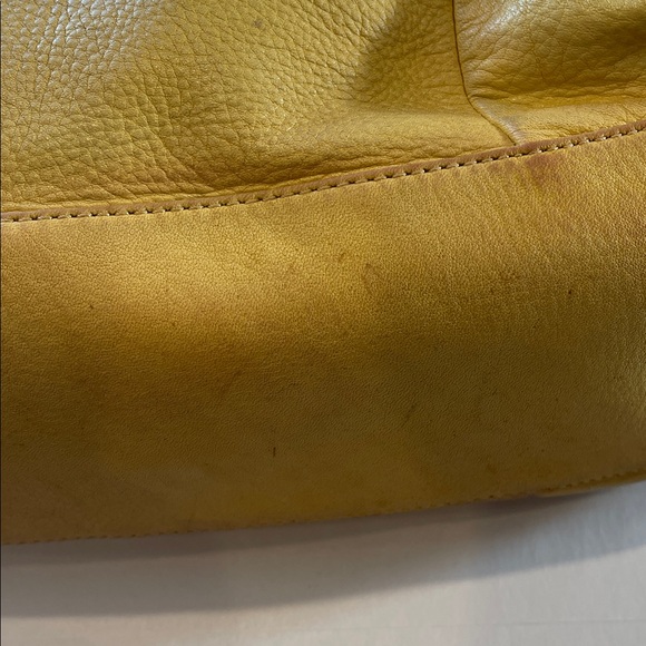 B Makowsky Eden Yellow Leather Tote Large Shoulder Bag...